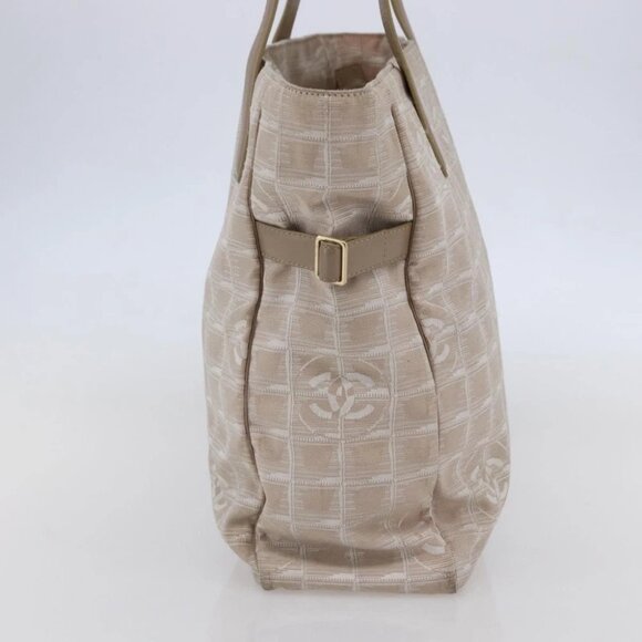 CHANEL New Travel Line Tote Bag Nylon Beige Gold CC - Picture 5 of 16